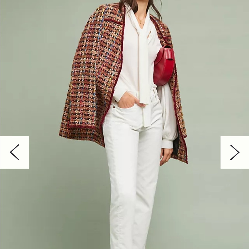 Anthropologie EttTwa Harlequin Tweed Blazer Jacket